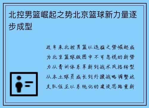 北控男篮崛起之势北京篮球新力量逐步成型